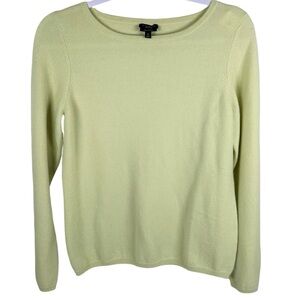 Talbots Pale Yellow 100% Pure Cashmere Long Sleeve Crewneck Sweater Size Medium